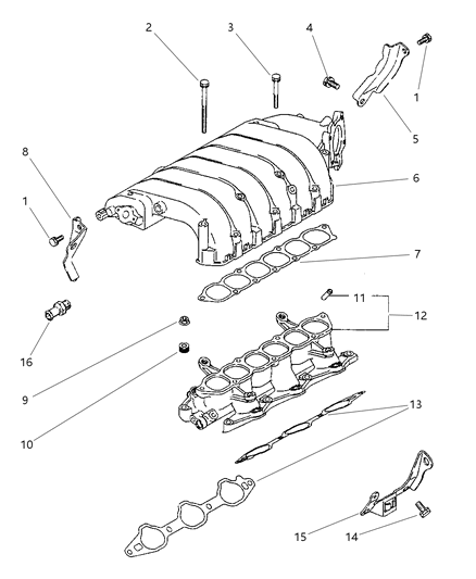 1999 Chrysler Cirrus Manifolds - Intake & Exhaust Diagram 3 - Thumbnail