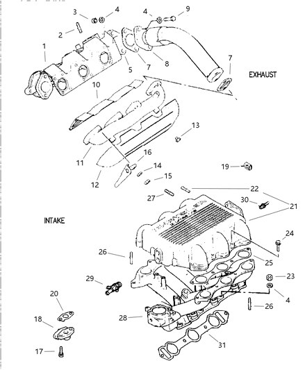 1997 Dodge Caravan Manifolds - Intake & Exhaust Diagram 2 - Thumbnail