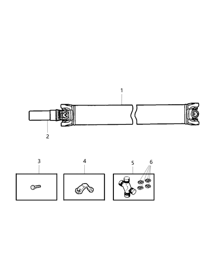 2002 Dodge Ram 3500 Regular Cab Propeller Shaft - Rear Diagram 1 - Thumbnail