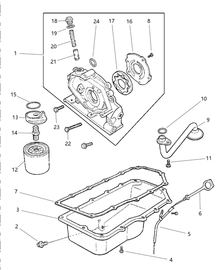 2000 Chrysler Sebring Convertible Engine Oiling Diagram 1 - Thumbnail