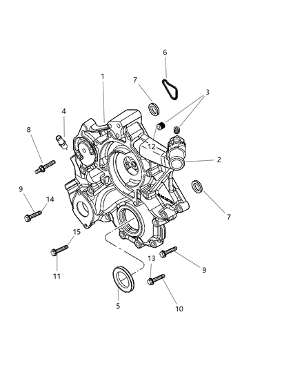2004 Dodge Durango Timing Cover & Related Parts Diagram 1 - Thumbnail