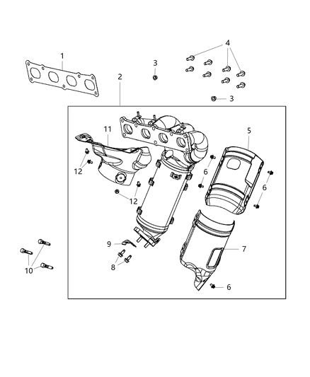 2016 Jeep Cherokee Shield Exhaust Front Pipe Or Converter Diagram for 68190699AA