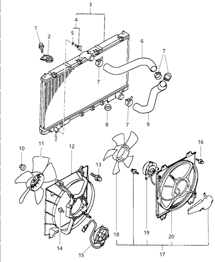 1997 Dodge Avenger Radiator & Related Parts Diagram 2 - Thumbnail