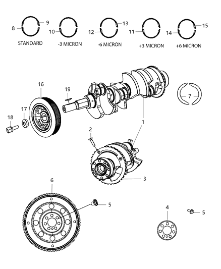 2009 Dodge Journey Crankshaft , Crankshaft Bearings , Damper And Flexplate And Flywheel Diagram 2 - Thumbnail