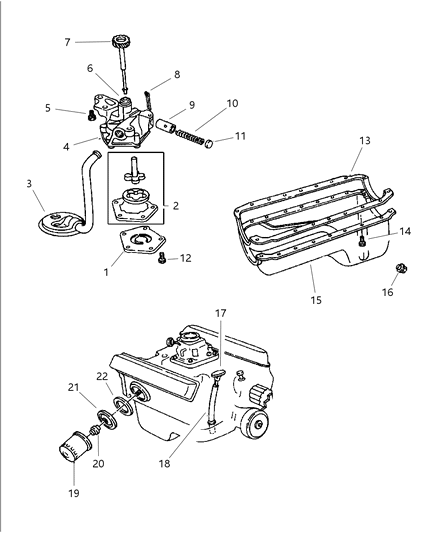 1999 Dodge Ram 3500 Regular Cab Engine Oiling Diagram 1 - Thumbnail