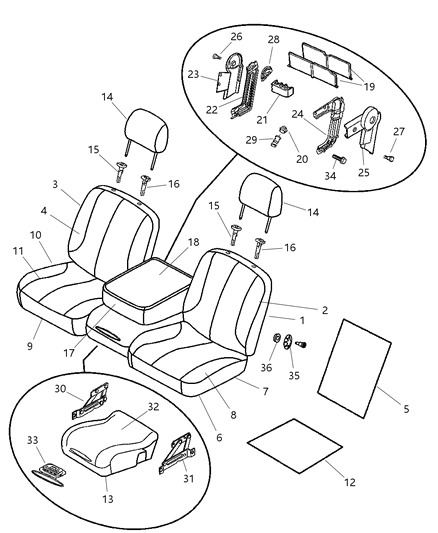 2007 Dodge Ram 3500 Cab Chassis Front, Leather, Split Bench Diagram