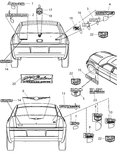 2008 Dodge Magnum Nameplate, Rear Diagram for 5029893AB