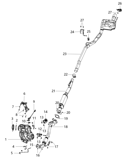 2019 Jeep Compass Muffler And Tailpipe Exhaust Diagram for 68372370AB