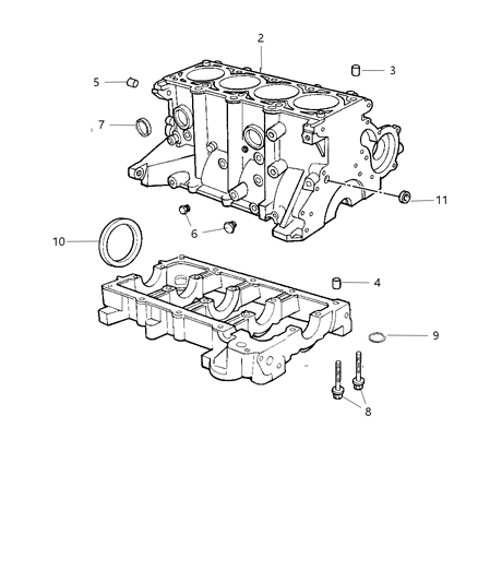 2004 Chrysler PT Cruiser Cylinder Block & Related Parts Diagram 1 - Thumbnail