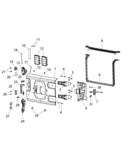2020 Jeep Wrangler Tailgate Diagram