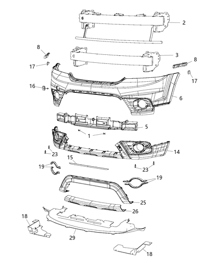 2014 Dodge Journey Fascia, Front Diagram 3 - Thumbnail