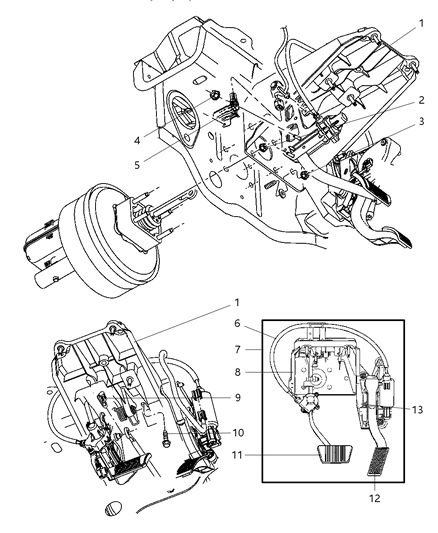 2005 Dodge Durango Pedal Assembly Adjustable Brake And Accelerator Diagram for 52021704AG