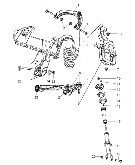 2011 Dodge Dakota Knuckle, Front Passenger Side Diagram for 52855116AC