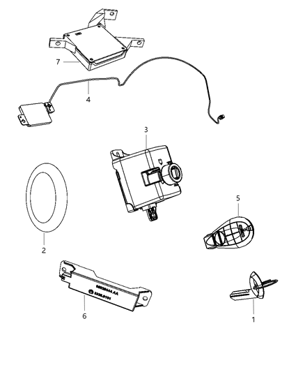 2012 Jeep Grand Cherokee Transmitter Integrated Key Fob Diagram for 56046735AD