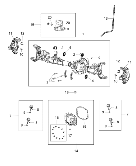2018 Jeep Wrangler All-new Model Housing And Vent of Front Axle; Differential And Drive Line Diagram