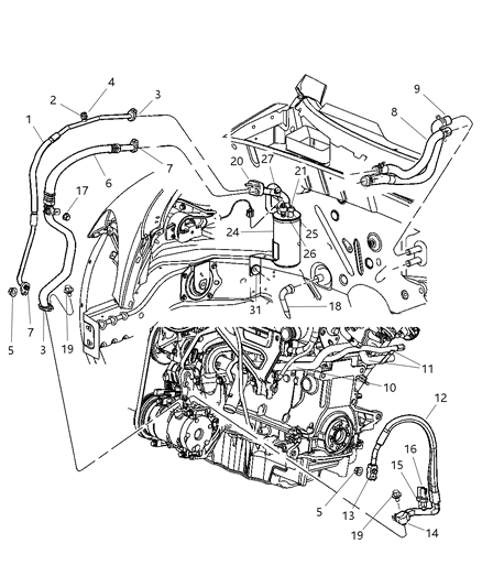 2007 Chrysler PT Cruiser Line A/C Suction And Liquid Diagram for 5096291AB