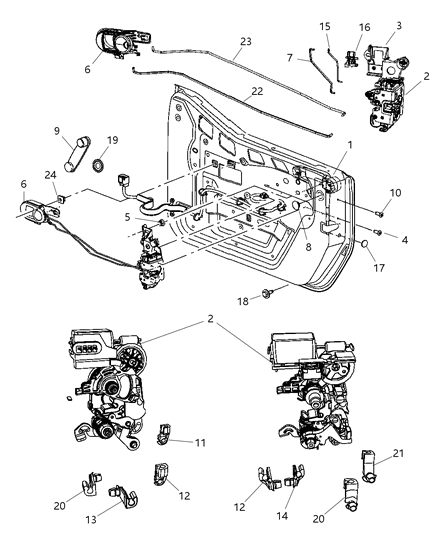 2008 Jeep Wrangler Front Door, Hardware Components Diagram 2 - Thumbnail