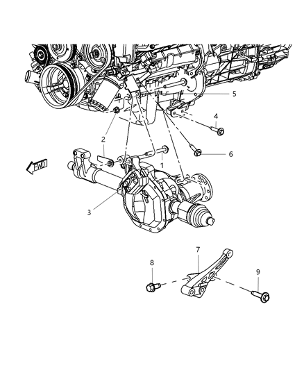 2011 Ram Dakota Engine Mounting Left Side Diagram 1 - Thumbnail