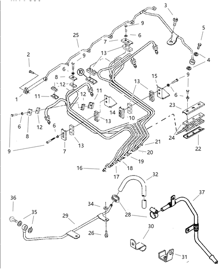 1998 Dodge Ram 3500 Regular Cab Lines - Fuel Injector Diagram