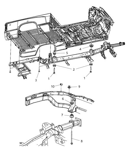 2007 Dodge Dakota Isolator Frame To Body Diagram for 52013747AA