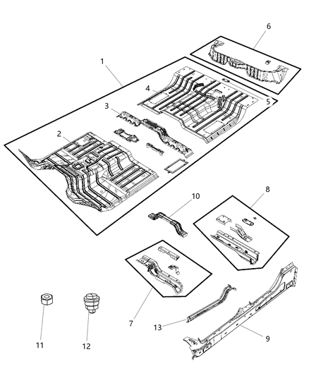 2015 Ram 1500 Pan Front Floor Diagram for 68095922AE