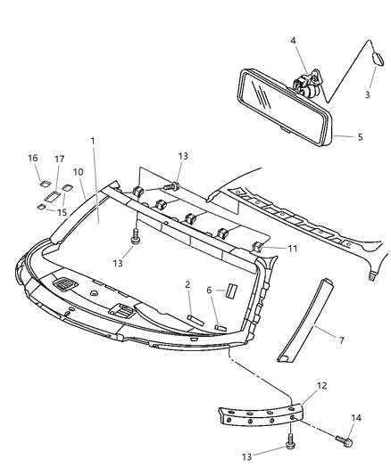 1997 Dodge Viper Glass - Windshield Frame & Mirror Diagram 1 - Thumbnail
