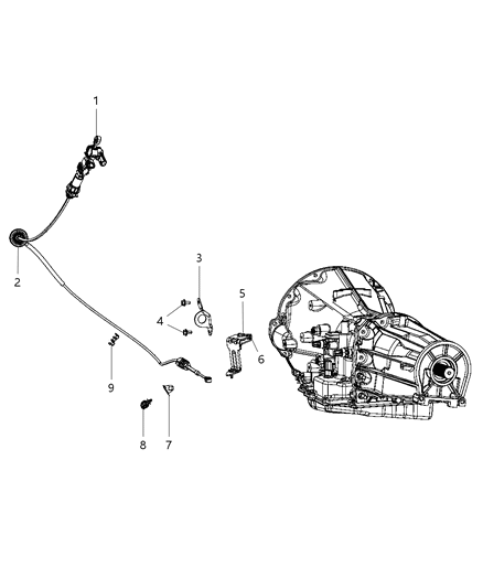 2008 Dodge Durango Gearshift Lever , Cable And Bracket Diagram 1 - Thumbnail