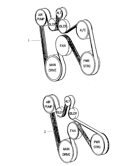 1999 Dodge Ram 3500 Regular Cab Drive Belts Diagram 2 - Thumbnail