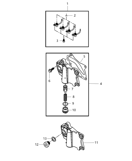 2007 Jeep Wrangler Engine Oiling Pump , Oil Filter & Oil Cap Oil Cooler & Oil Jet Valve Diagram 2 - Thumbnail