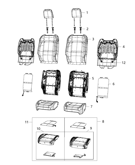 2019 Jeep Wrangler Front Seat - Bucket Diagram 3 - Thumbnail