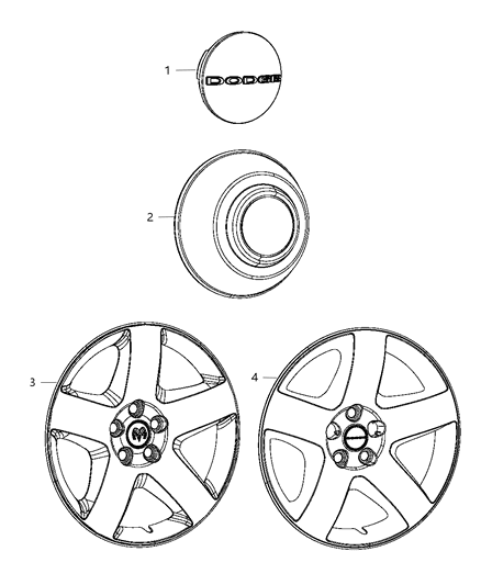 2011 Dodge Charger Cap Wheel Center Diagram for 4895439AA