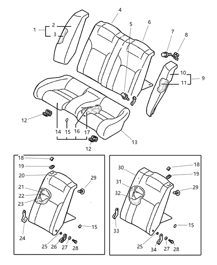 2003 Dodge Stratus Cushion Assembly, Black, Rear Diagram for MR611797