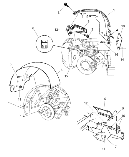 1998 Dodge Viper Radiator Support Bracket Diagram for 4709356