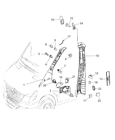 2008 Dodge Sprinter 2500 Interior Moldings And Pillars Diagram 1 - Thumbnail