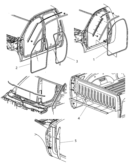 2015 Ram 3500 Pickup Body Weatherstrips & Seals Diagram