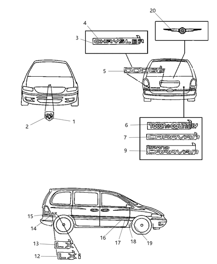 2000 Dodge Caravan Nameplate Diagram for 5EP45SZ1