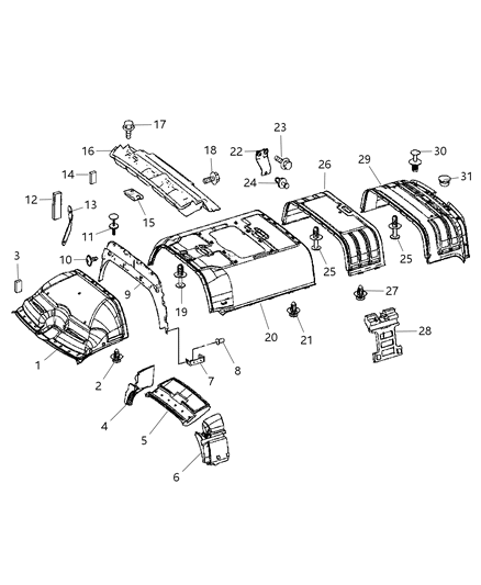 2009 Dodge Sprinter 3500 Headliner - Rail System Headliner Inner Paneling Diagram 1 - Thumbnail