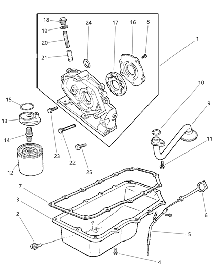 1998 Dodge Neon Engine Oiling Diagram 3 - Thumbnail