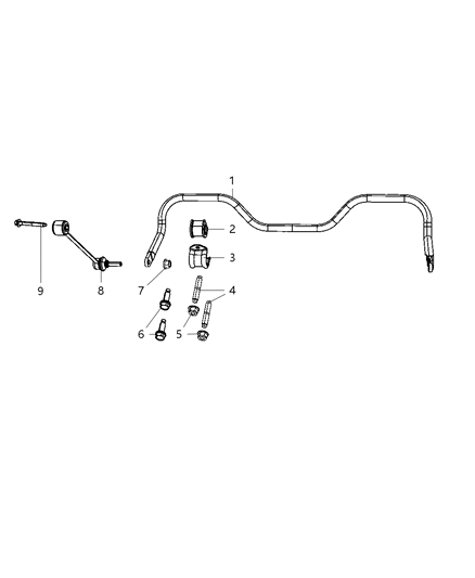 2010 Jeep Liberty Stabilizer Bar Bushing, Rear Diagram for 52125391AC