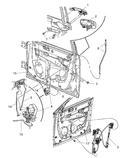 2010 Dodge Charger Window Regulator, Front Driver Side Diagram for 5065471AF