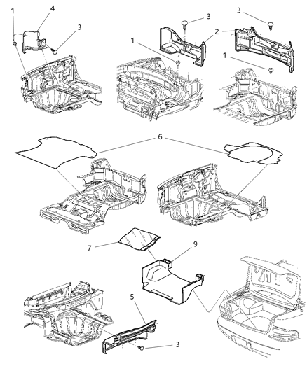 2002 Chrysler Sebring Carpet Luggage Compartment Diagram for SH16VXLAD