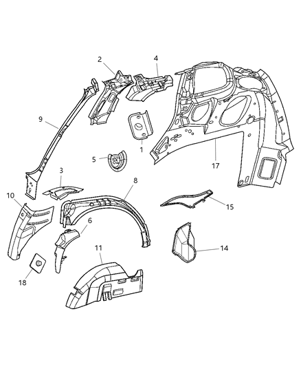 2008 Chrysler PT Cruiser Baffle, Inner Diagram for 5027059AD