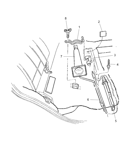 2000 Jeep Cherokee Retainer Jack Hold Down Diagram for 52003474AB