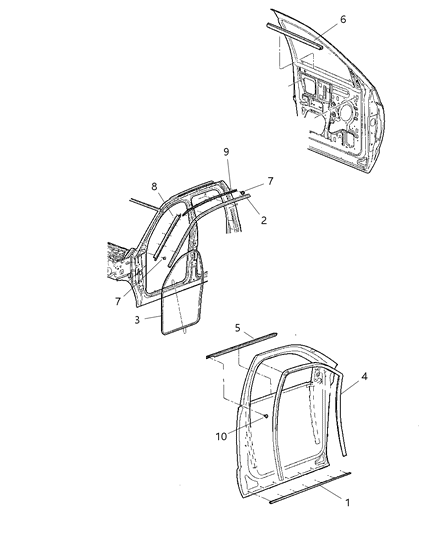 2008 Dodge Ram 3500 Cab Chassis Weatherstrips - Front Door Diagram 1 - Thumbnail