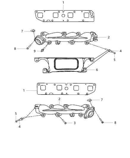 2012 Ram 2500 Exhaust Manifolds & Heat Shields Diagram 2 - Thumbnail