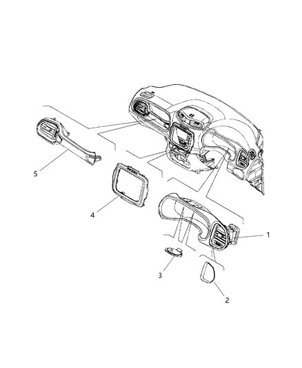 2016 Jeep Renegade Instrument Panel Trim, Upper Diagram 2 - Thumbnail