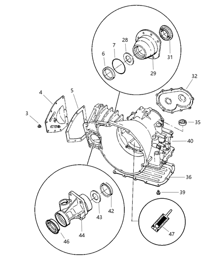 2001 Chrysler Town & Country Rear Cover Diagram for 4659342