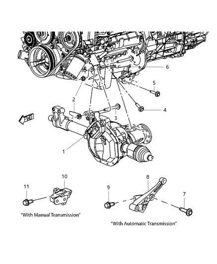 2011 Ram Dakota Engine Mounting Left Side Diagram 3 - Thumbnail