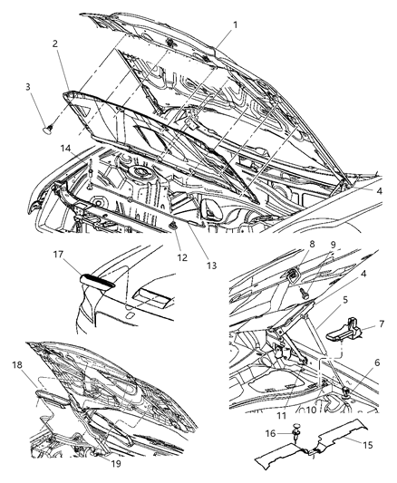 2009 Dodge Charger Propeller Hood Diagram for 4589607AA