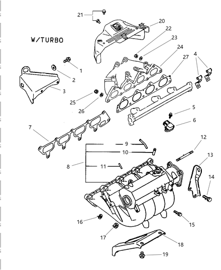 1997 Dodge Avenger Manifolds - Intake & Exhaust Diagram 1 - Thumbnail